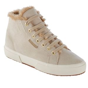Superga faux fur lined high top sneaker